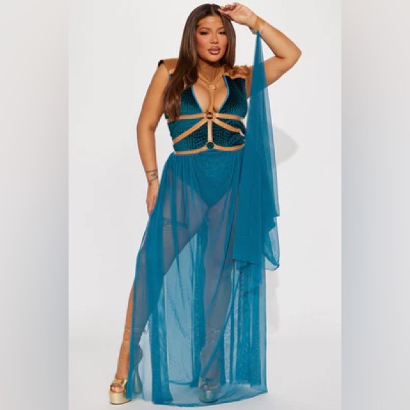 Maiden Of The Throne Costume Set - Turquoise/Tan - Picture 2 of 9